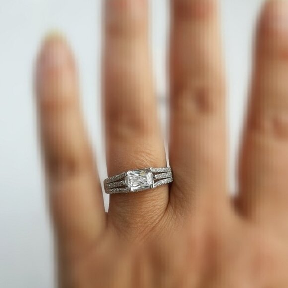 New sterling silver cz cathedral set ring engagement cocktail size 9 - Picture 4 of 8